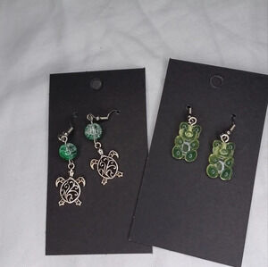 Handmade turtle and bear earrings earrings